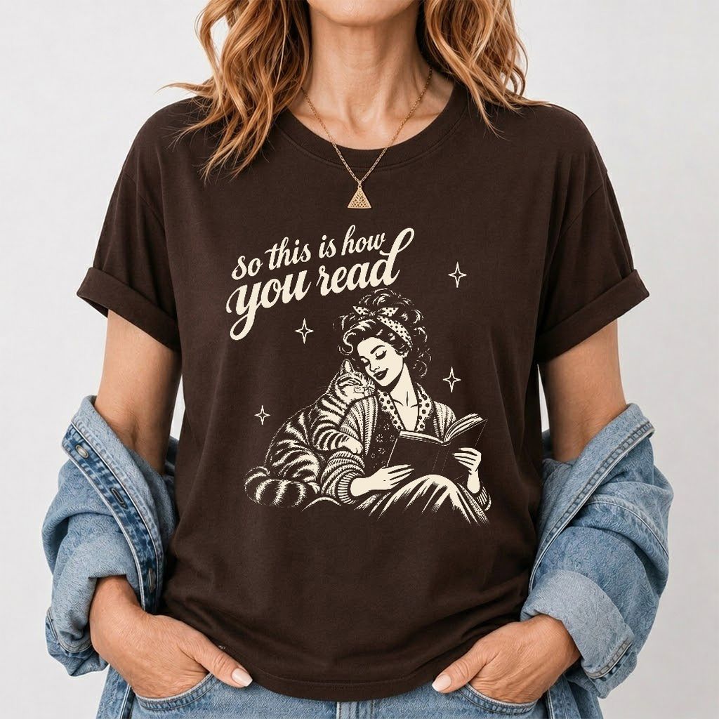 How You Read American Shorthair Printed T-Shirt | Cat Lover Gift Dark Chocolate