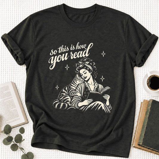 So This Is How You Read American Shorthair Ultra-Soft Cotton T-Shirt | Cat Lover Gift Black Heather
