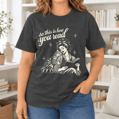How You Read American Shorthair Ultra-Soft Cotton T-Shirt | Cat Lover Gift Dark Grey Heather