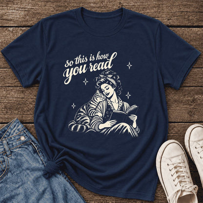 How You Read American Shorthair Ultra-Soft Cotton T-Shirt | Cat Lover Gift Navy