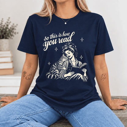 How You Read American Shorthair Ultra-Soft Cotton T-Shirt | Cat Lover Gift Navy