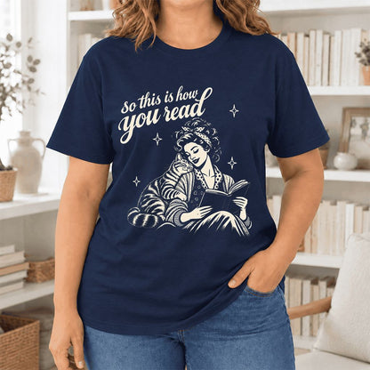 How You Read American Shorthair Ultra-Soft Cotton T-Shirt | Cat Lover Gift Navy