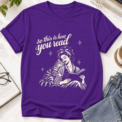 How You Read American Shorthair Ultra-Soft V-Neck | Cat Lover Gift Team Purple