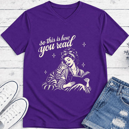 How You Read American Shorthair Ultra-Soft V-Neck | Cat Lover Gift Team Purple