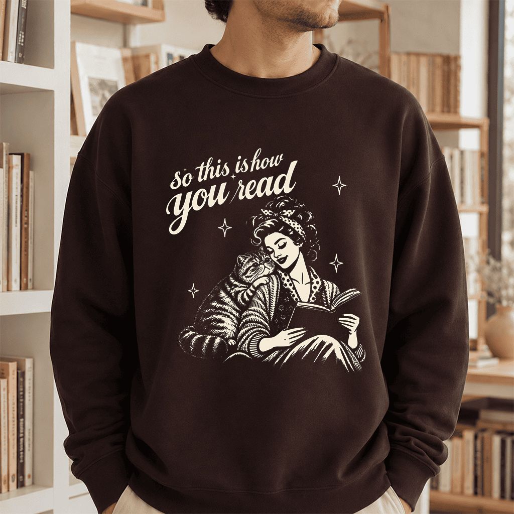 How You Read Exotic Shorthair Printed Sweatshirt | Cat Lover Gift Dark Chocolate