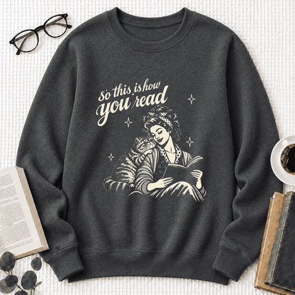 How You Read Exotic Shorthair Printed Sweatshirt | Cat Lover Gift Dark Heather