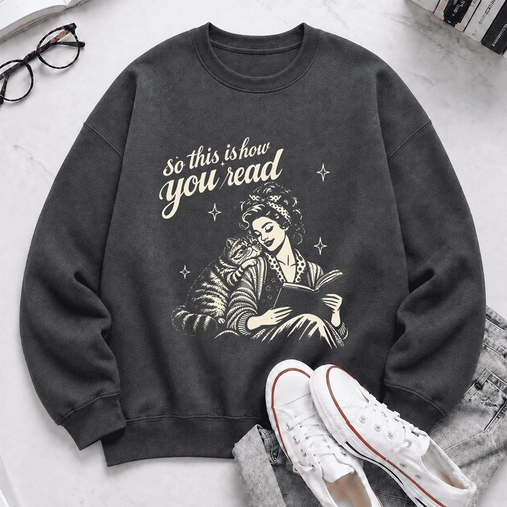 How You Read Exotic Shorthair Printed Sweatshirt | Cat Lover Gift Dark Heather