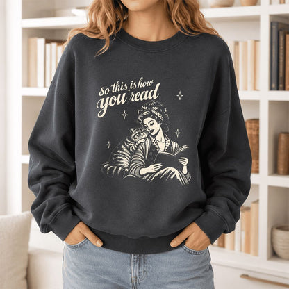 How You Read Exotic Shorthair Printed Sweatshirt | Cat Lover Gift Dark Heather