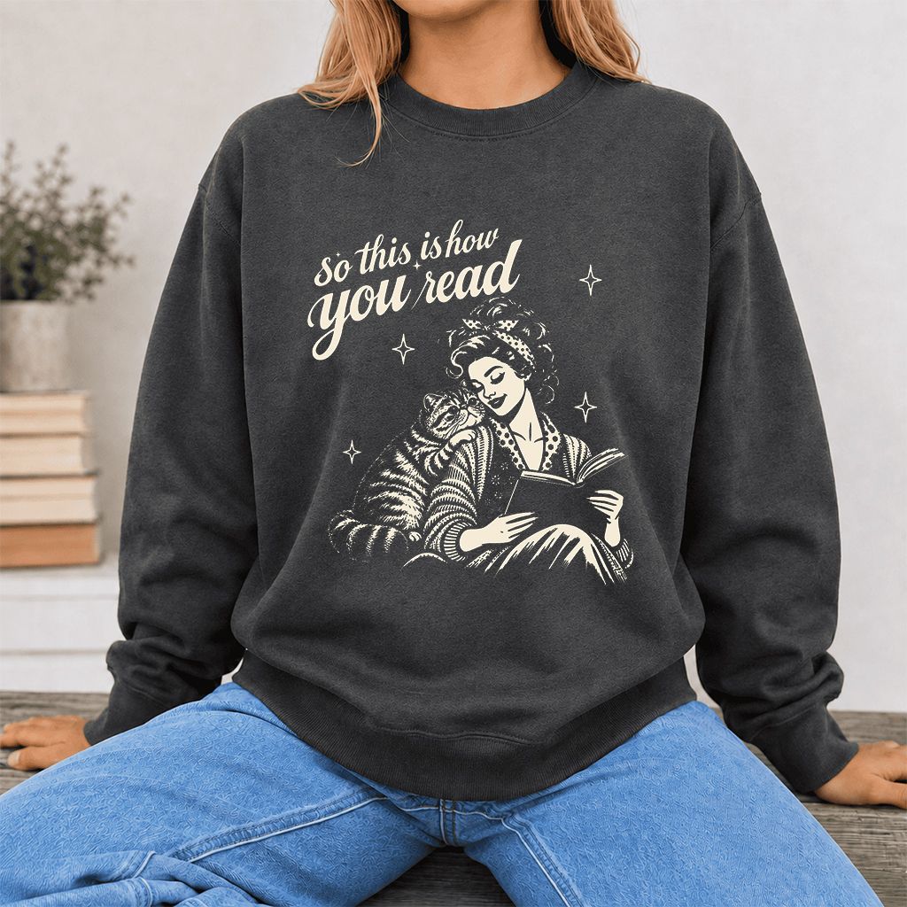 How You Read Exotic Shorthair Printed Sweatshirt | Cat Lover Gift Dark Heather