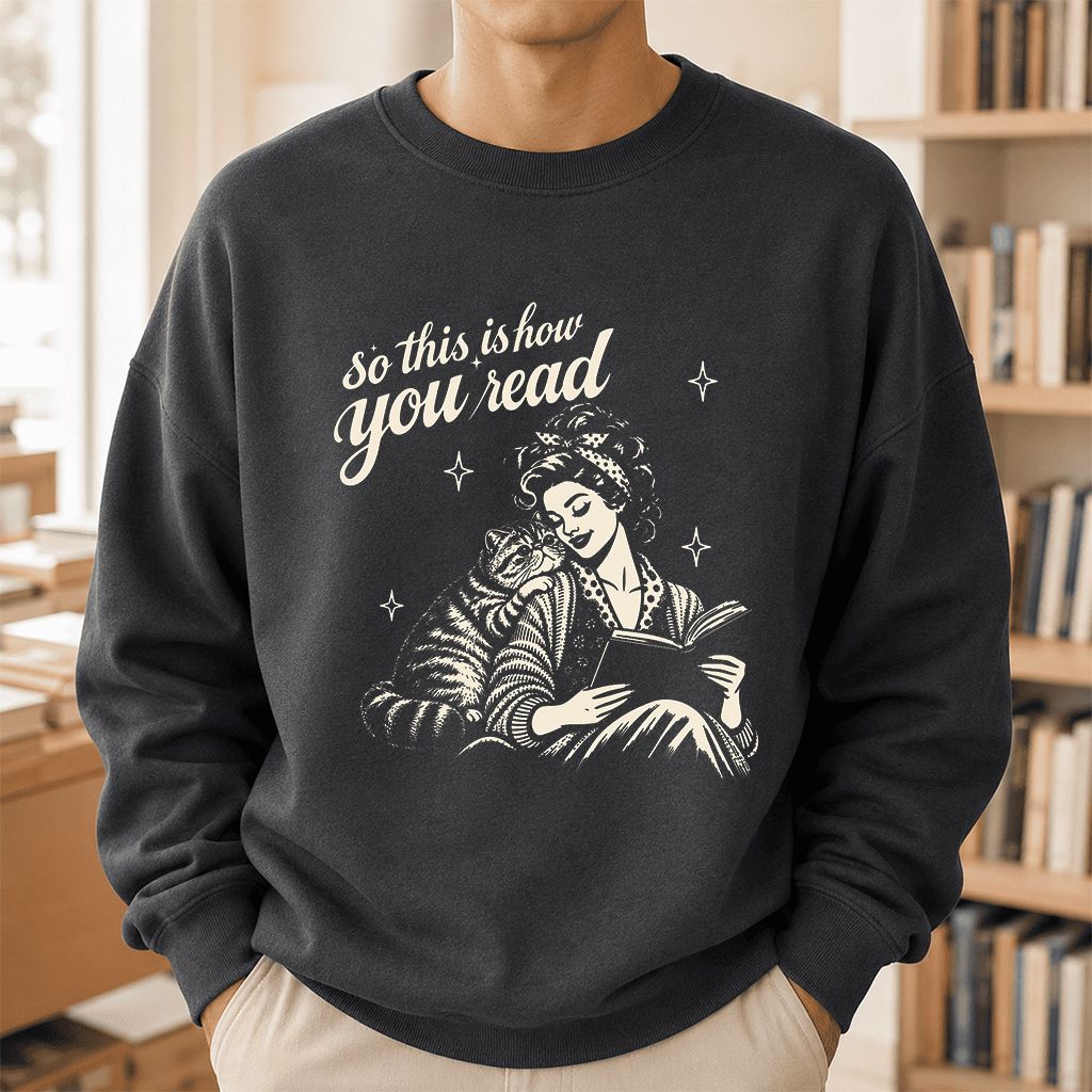 How You Read Exotic Shorthair Printed Sweatshirt | Cat Lover Gift Dark Heather