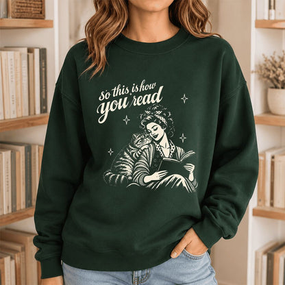 How You Read Exotic Shorthair Printed Sweatshirt | Cat Lover Gift Forest Green