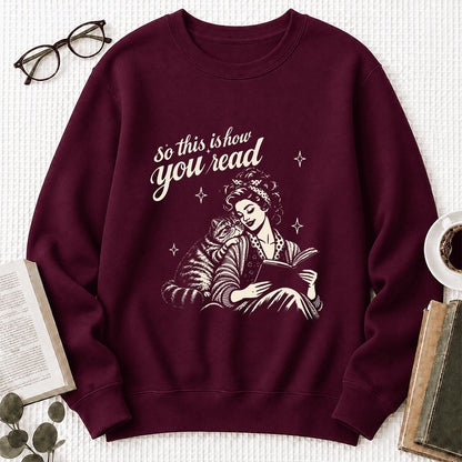 How You Read Exotic Shorthair Printed Sweatshirt | Cat Lover Gift Maroon