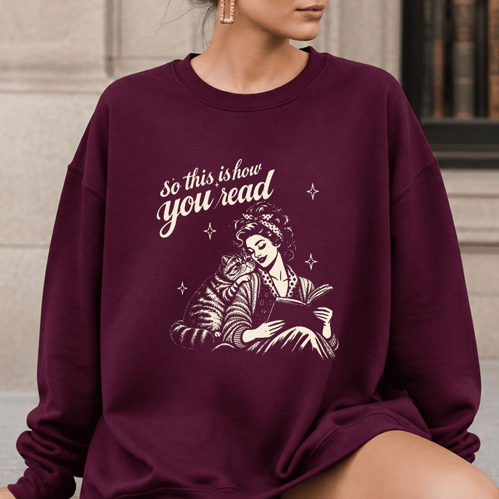 How You Read Exotic Shorthair Printed Sweatshirt | Cat Lover Gift Maroon