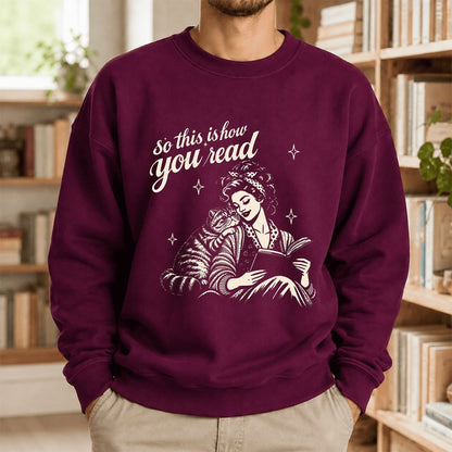 How You Read Exotic Shorthair Printed Sweatshirt | Cat Lover Gift Maroon