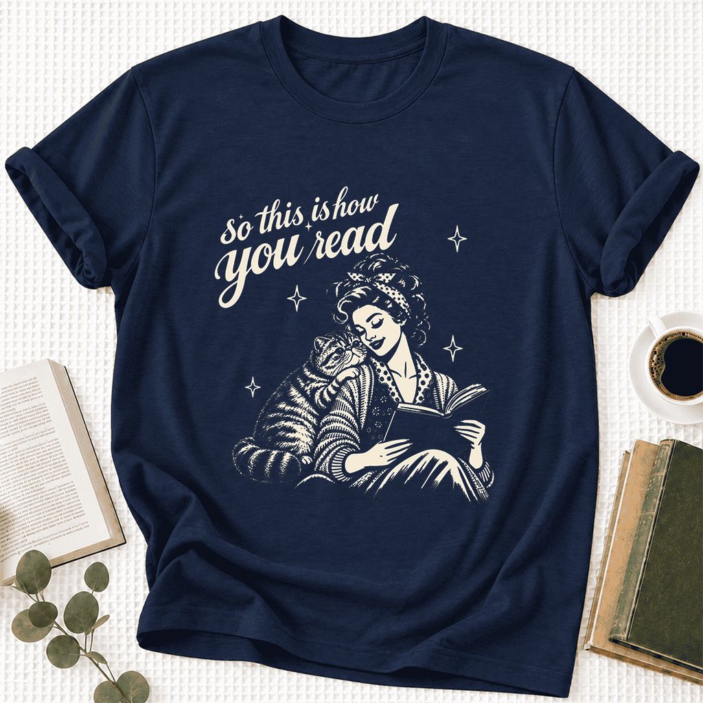 So This Is How You Read Exotic Shorthair Ultra-Soft Cotton T-Shirt | Reader Gift Navy