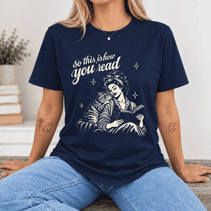 So This Is How You Read Exotic Shorthair Ultra-Soft Cotton T-Shirt | Reader Gift Navy
