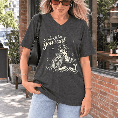 How You Read Exotic Shorthair Ultra-Soft V-Neck | Cat Lover Gift Dark Grey Heather