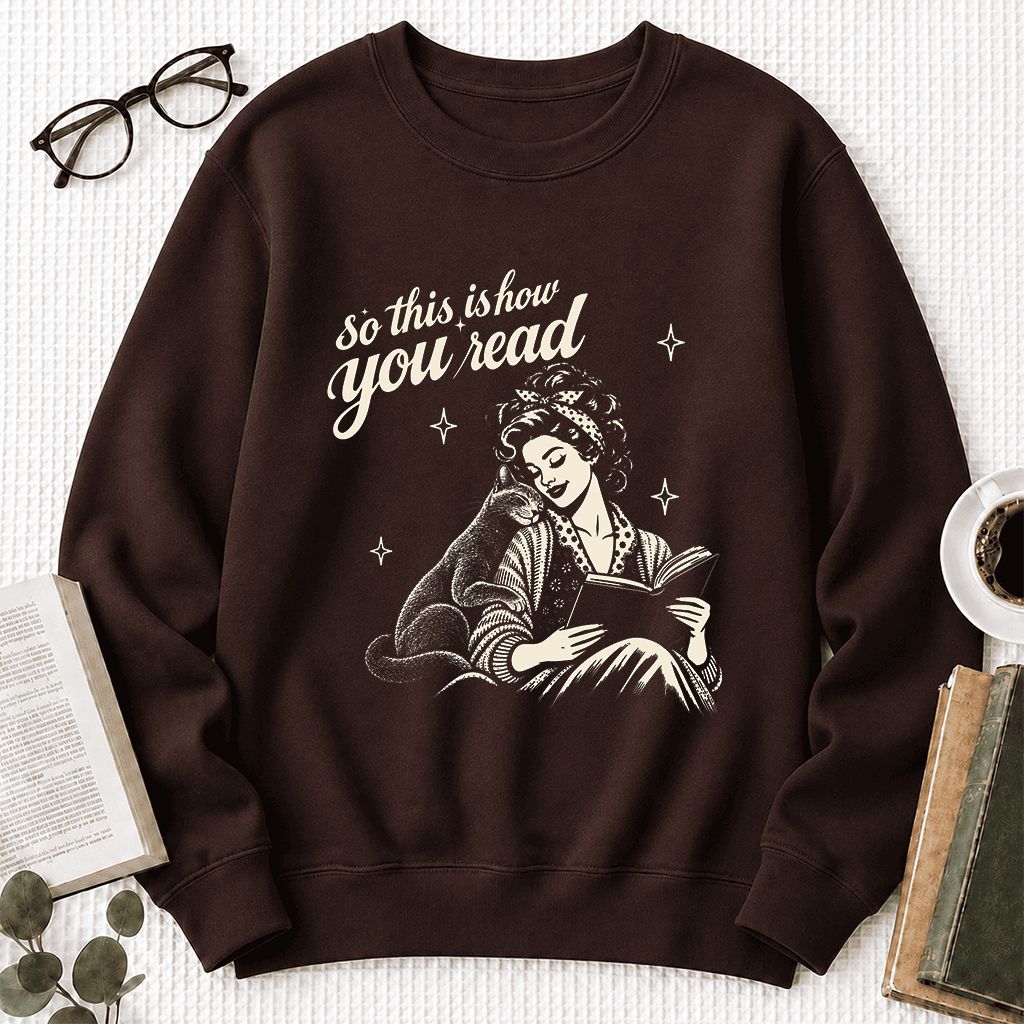 How You Read Russian Blue Printed Sweatshirt | Cat Lover Reader Gift Dark Chocolate