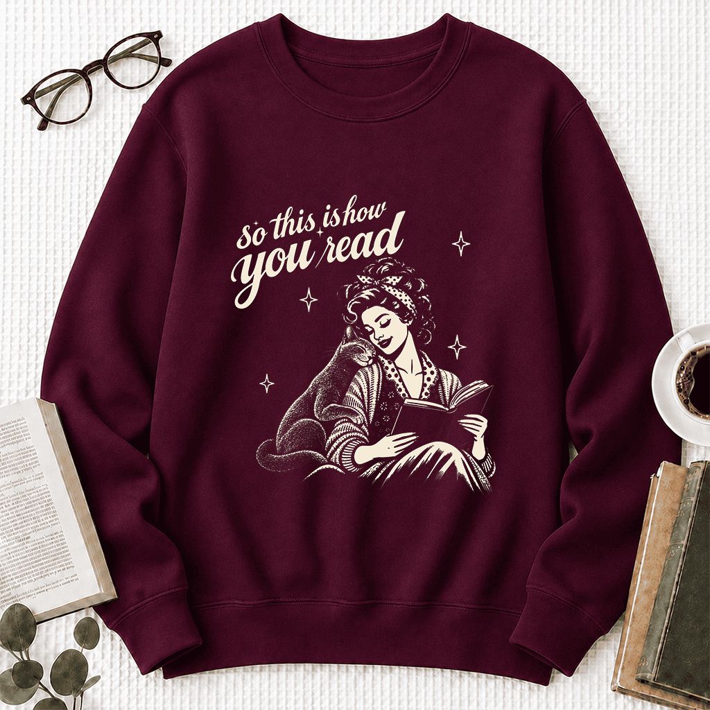 How You Read Russian Blue Printed Sweatshirt | Cat Lover Reader Gift Maroon