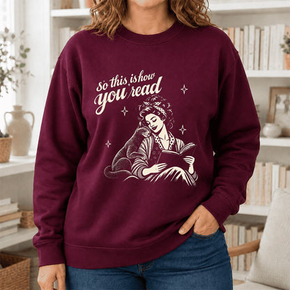 How You Read Russian Blue Printed Sweatshirt | Cat Lover Reader Gift Maroon