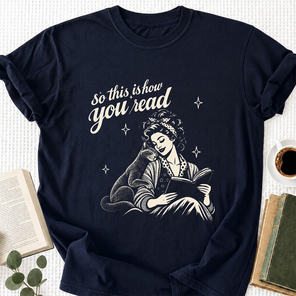 How You Read Russian Blue Printed T-Shirt | Cat Lover Reader Gift Navy