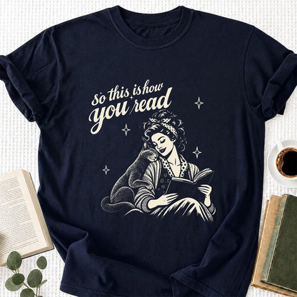 How You Read Russian Blue Printed T-Shirt | Cat Lover Reader Gift Navy