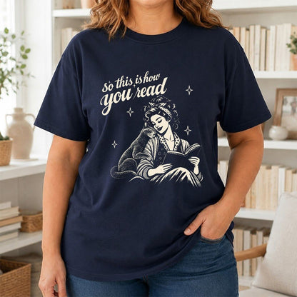How You Read Russian Blue Printed T-Shirt | Cat Lover Reader Gift Navy