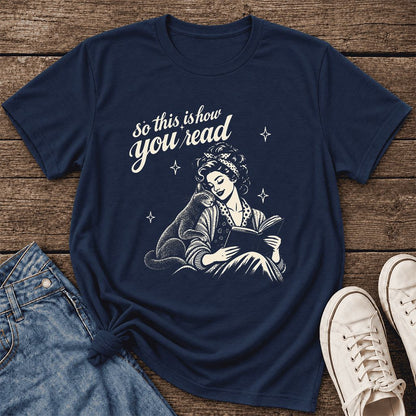 So This Is How You Read Russian Blue Ultra-Soft Cotton T-Shirt | Reader Gift Navy