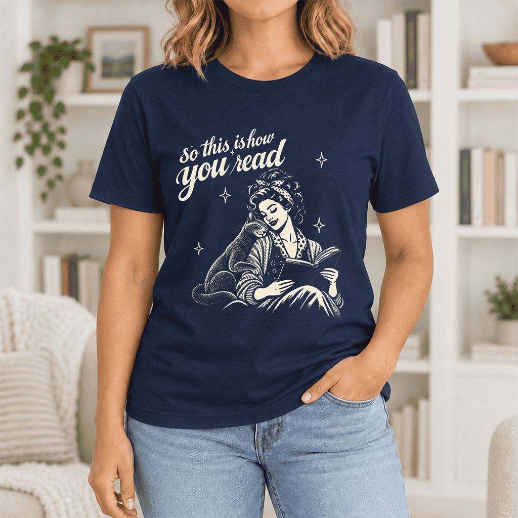 So This Is How You Read Russian Blue Ultra-Soft Cotton T-Shirt | Reader Gift Navy