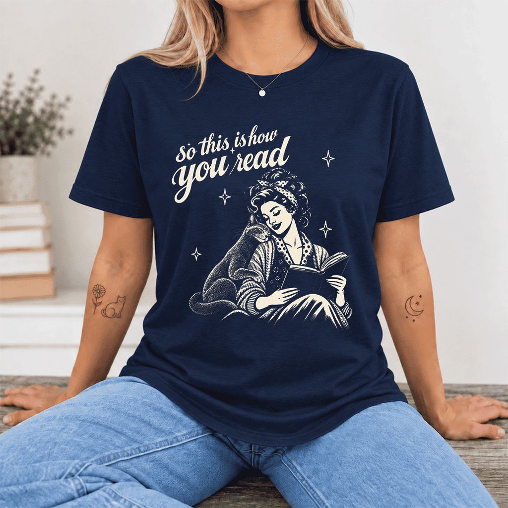 So This Is How You Read Russian Blue Ultra-Soft Cotton T-Shirt | Reader Gift Navy