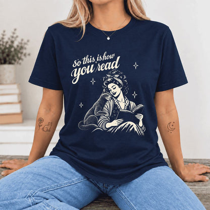 So This Is How You Read Russian Blue Ultra-Soft Cotton T-Shirt | Reader Gift Navy