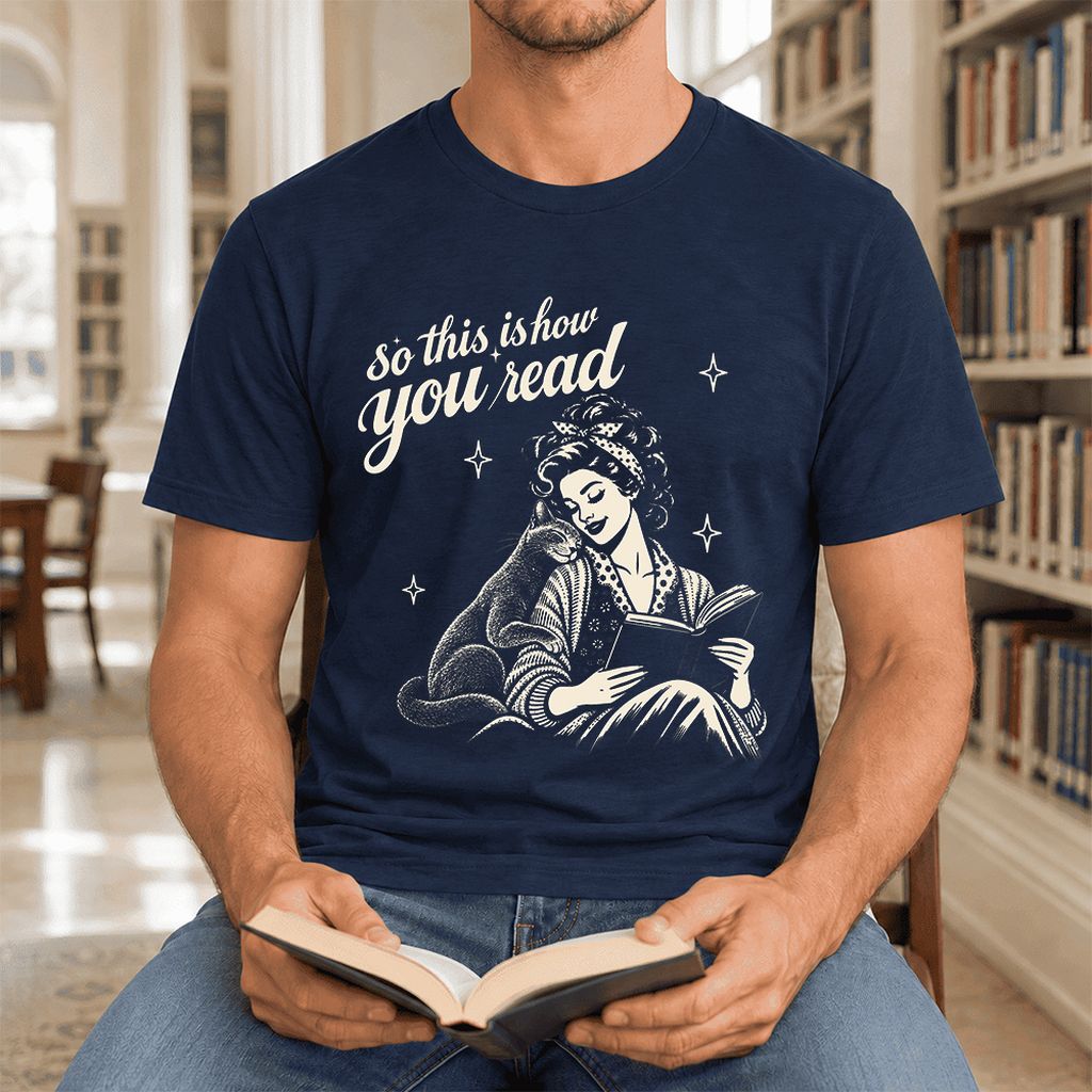 So This Is How You Read Russian Blue Ultra-Soft Cotton T-Shirt | Reader Gift Navy