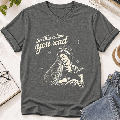 How You Read Russian Blue Ultra-Soft V-Neck | Cat Lover Reader Gift Deep Heather
