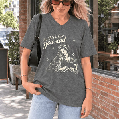 How You Read Russian Blue Ultra-Soft V-Neck | Cat Lover Reader Gift Deep Heather
