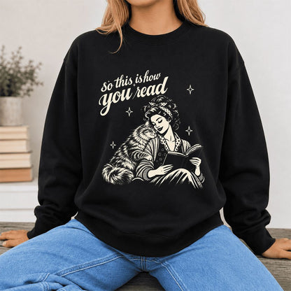How You Read Siberian Printed Sweatshirt | Cat Lover Reader Gift Black