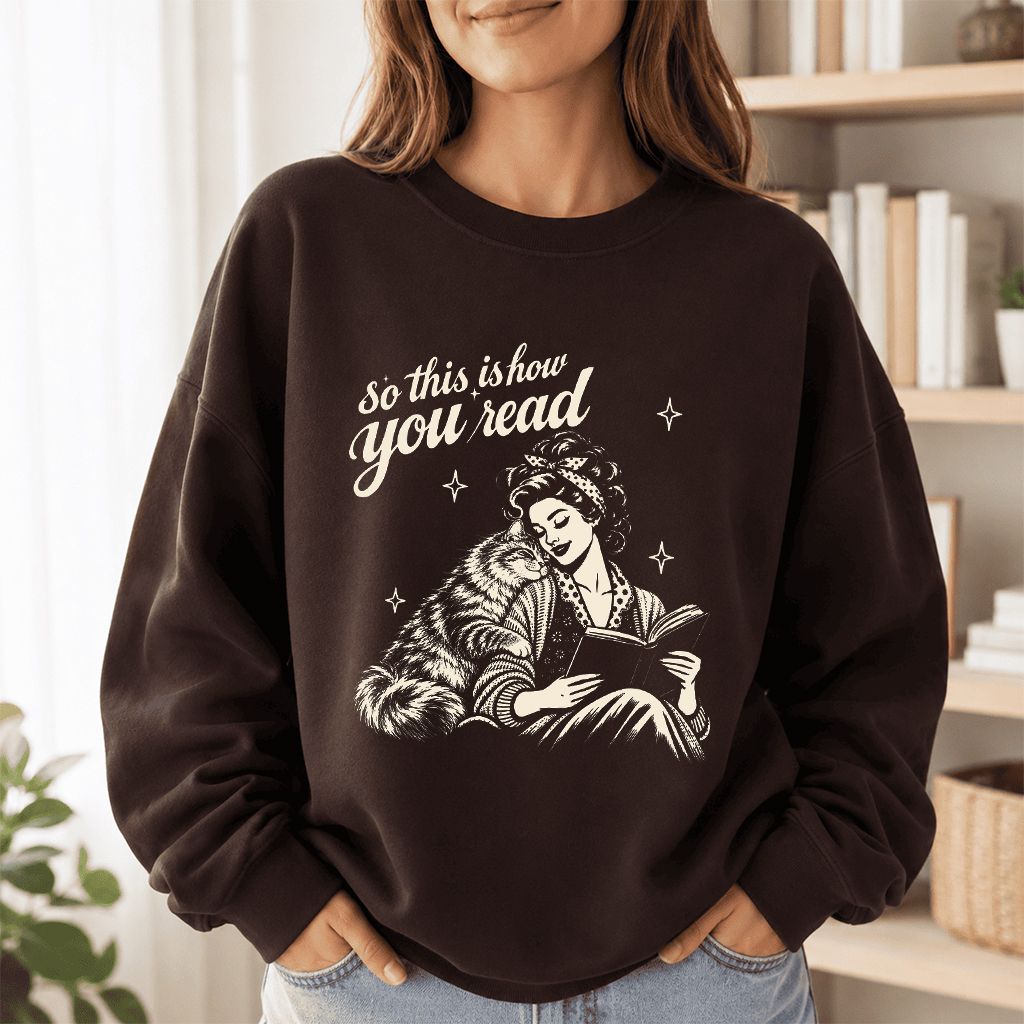 How You Read Siberian Printed Sweatshirt | Cat Lover Reader Gift Dark Chocolate
