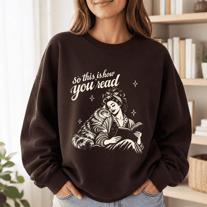 How You Read Siberian Printed Sweatshirt | Cat Lover Reader Gift Dark Chocolate