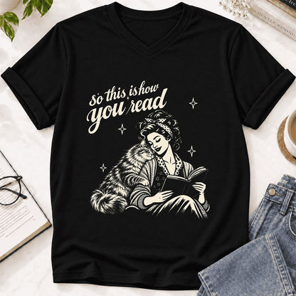 How You Read Siberian Ultra-Soft V-Neck | Cat Lover Reader Gift Black