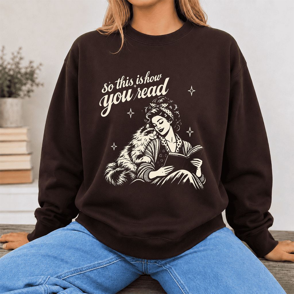 How You Read Ragdoll Printed Sweatshirt | Cat Lover Reader Gift Dark Chocolate