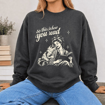 How You Read Ragdoll Printed Sweatshirt | Cat Lover Reader Gift Dark Heather