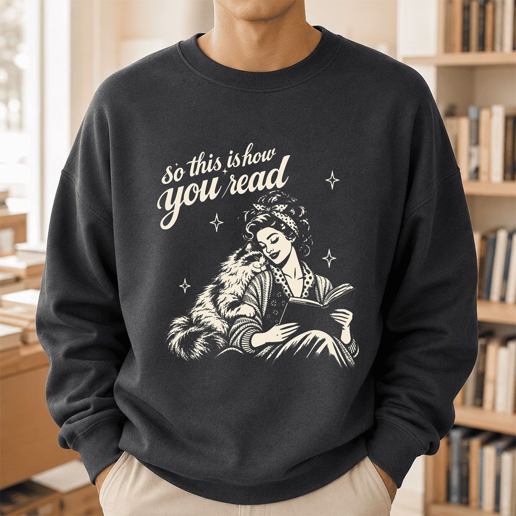 How You Read Ragdoll Printed Sweatshirt | Cat Lover Reader Gift Dark Heather