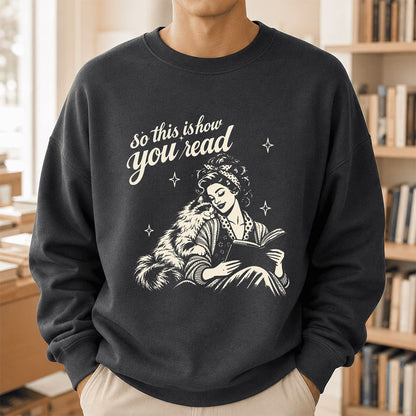 How You Read Ragdoll Printed Sweatshirt | Cat Lover Reader Gift Dark Heather