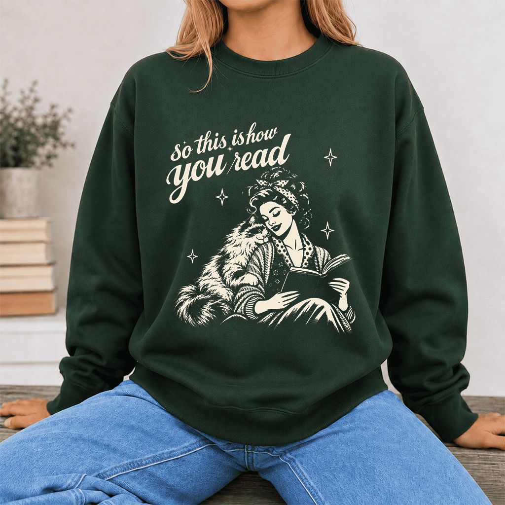 How You Read Ragdoll Printed Sweatshirt | Cat Lover Reader Gift Forest Green