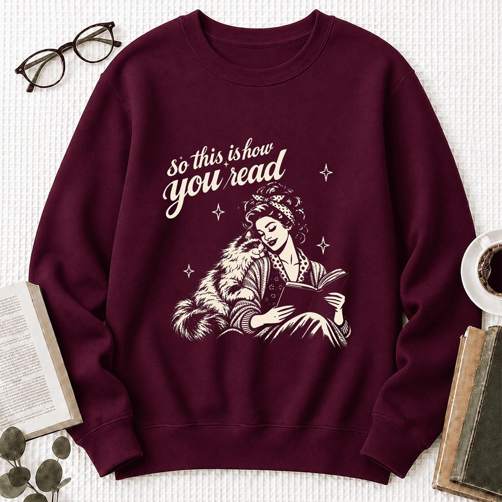 How You Read Ragdoll Printed Sweatshirt | Cat Lover Reader Gift Maroon