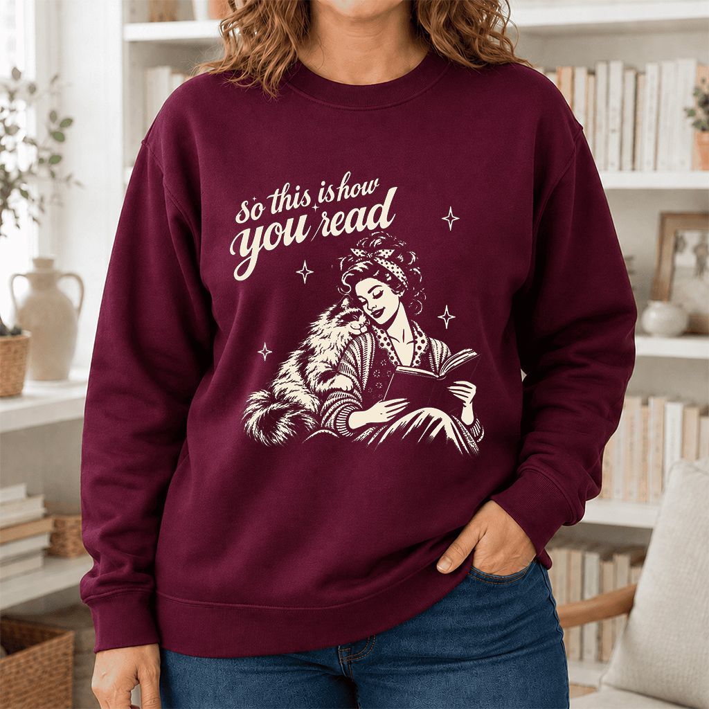 How You Read Ragdoll Printed Sweatshirt | Cat Lover Reader Gift Maroon