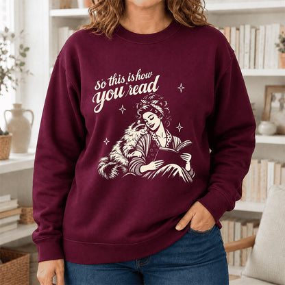 How You Read Ragdoll Printed Sweatshirt | Cat Lover Reader Gift Maroon