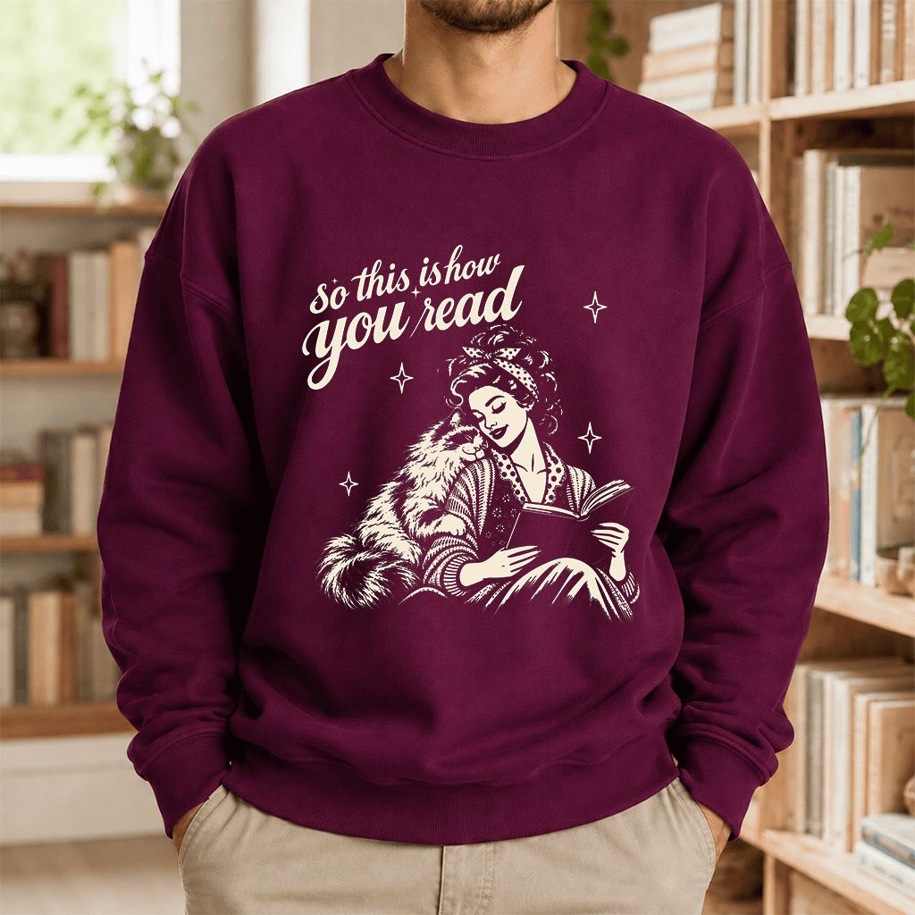 How You Read Ragdoll Printed Sweatshirt | Cat Lover Reader Gift Maroon