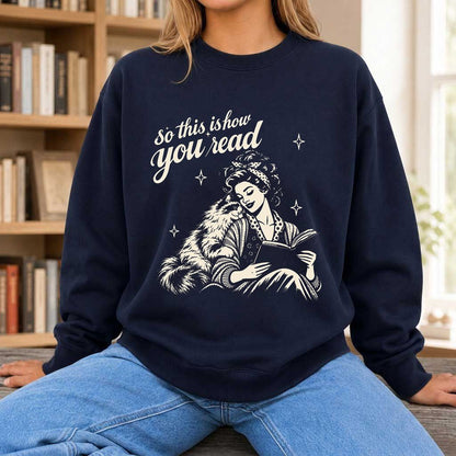 How You Read Ragdoll Printed Sweatshirt | Cat Lover Reader Gift Navy