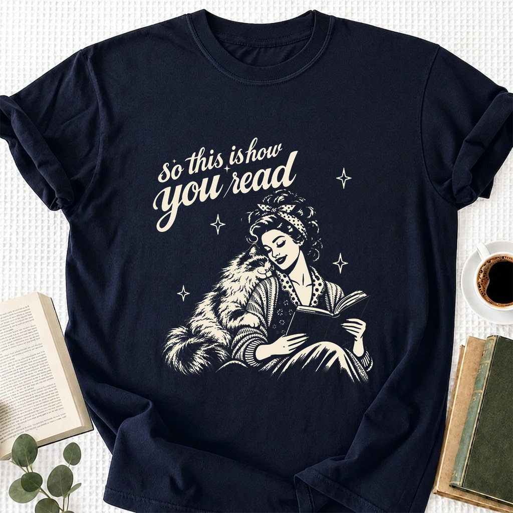 How You Read Ragdoll Printed T-Shirt | Cat Lover Reader Gift Navy