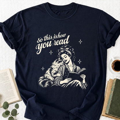 How You Read Ragdoll Printed T-Shirt | Cat Lover Reader Gift Navy